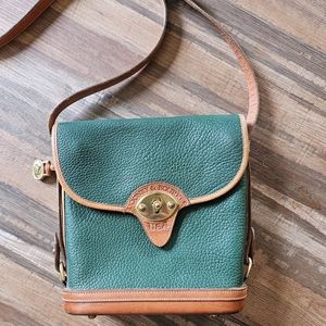 Vintage Dooney & Bourke Cavalry Spectator Leather Shoulder Bag Green Olive